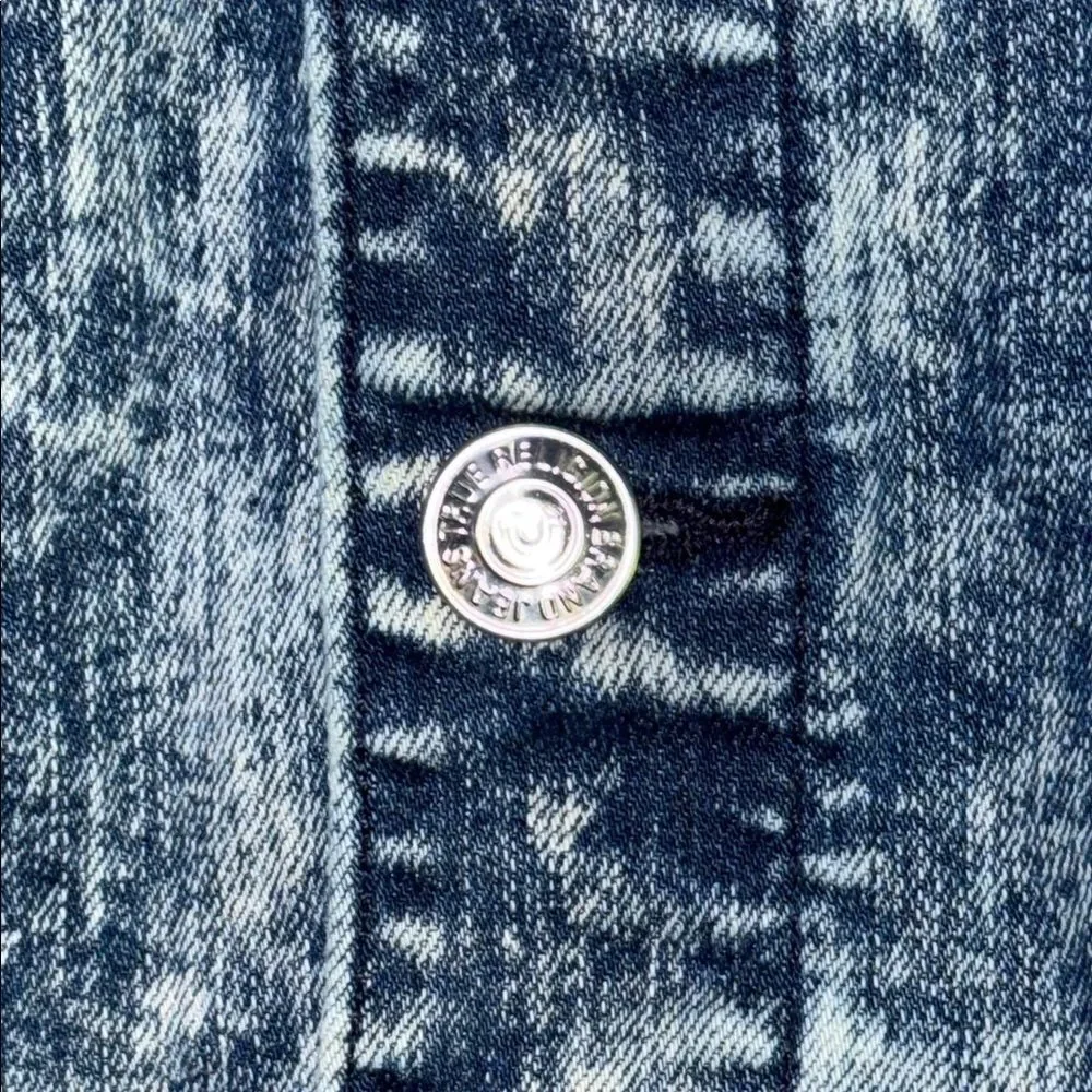 VTG,True Religion Blue Acid Wash Denim Jacket Size 3XL